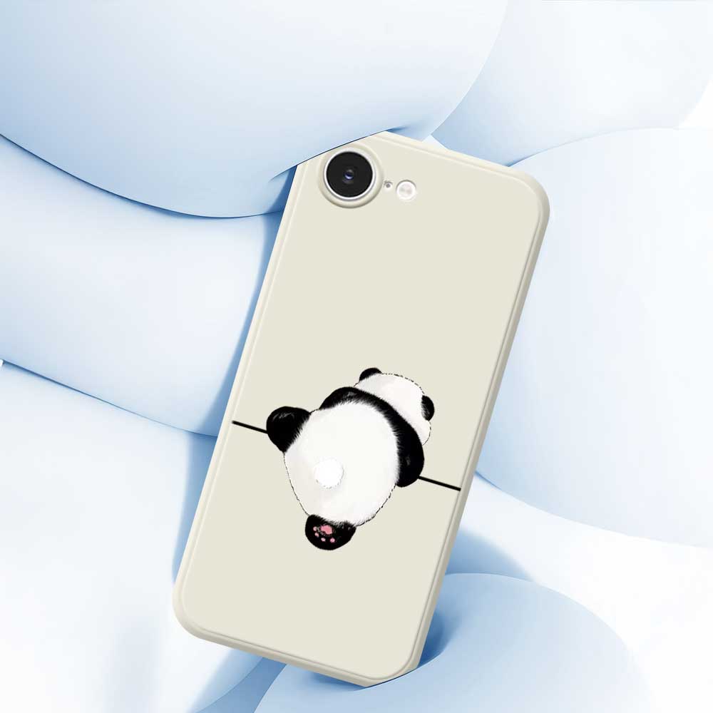 For iPhone 16e Case Panda Back Pattern Printing Straight Edge TPU Phone Back Cover