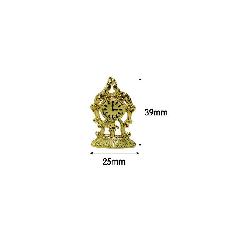1Pc 1:12 Mini Small Alarm Clock Creative Quartz Round Alarm Clock Portable Miniature Dollhouse Mini Home Decoration Toys Gift