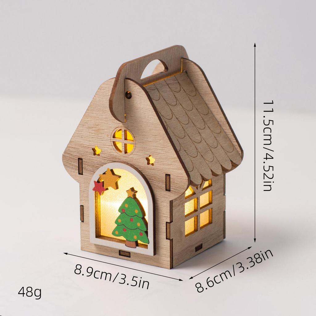 Christmas Luminous Wooden Cabin Ornament - Small House Tree Decoration