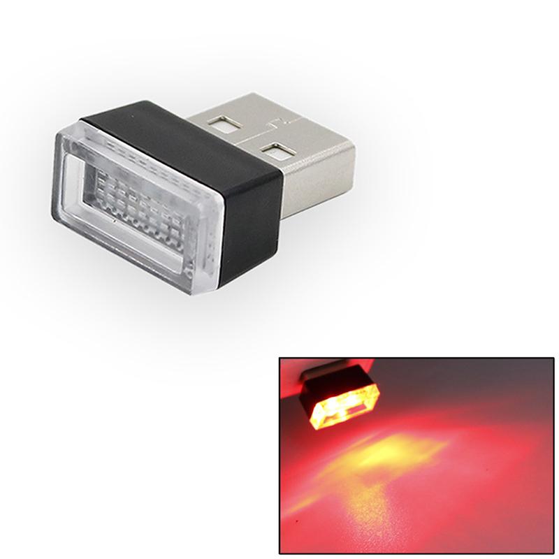 Car Mini USB LED Atmosphere Lights Decorative Lamp Interior Light PC Portable Plug Ambient White Emergency Lights Blue