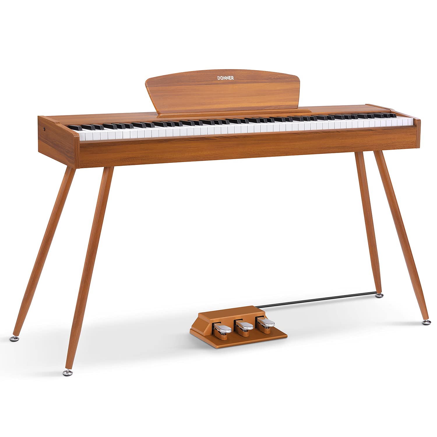 

Donner DDP-80 Electronic Piano 88 Key Hammer Acushion Keyboard 3 Pedal Stand with Adapter Japanese Instruction Manual Brown