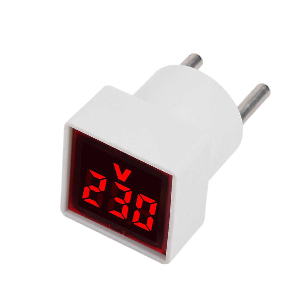 Square Voltmeter Digital Voltage Tester Monitor EU Plug LED Display Voltmeter Indicator Light Electrical Instruments AC 50V-500V