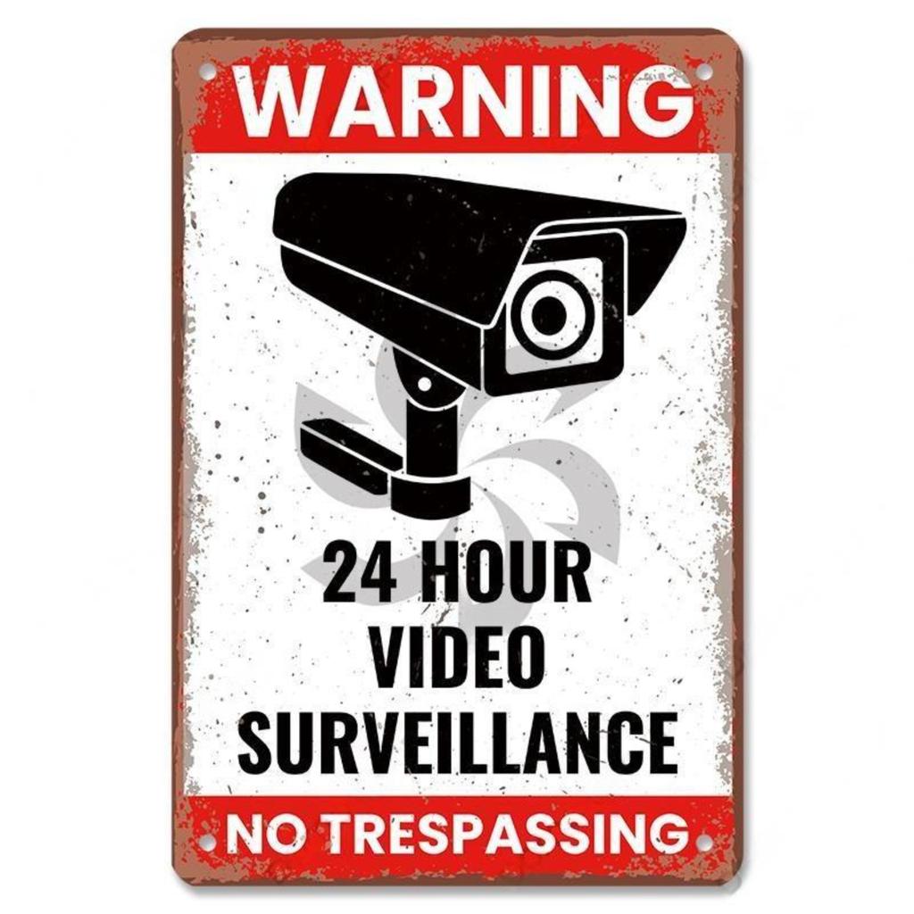 Warning CCTV Tin Signs Metal Plaque Notice 24 Hour Security Camera Vintage Poster Metal Plate Wall Decor for Mall Shop Bar Ho