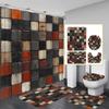 4pcs Bathroom Set, Shower Curtain, Absorbent Bathroom Floor Carpet, U-Shaped Contour Rug & Toilet Lid Mat, for Bathroom
