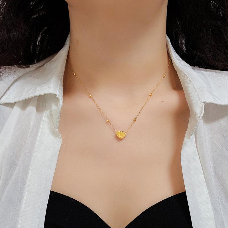 Doudou Heart Titanium Steel Necklace for Women Fashion Simple Choker Light Luxury Hypoallergenic Versatile Jewelry
