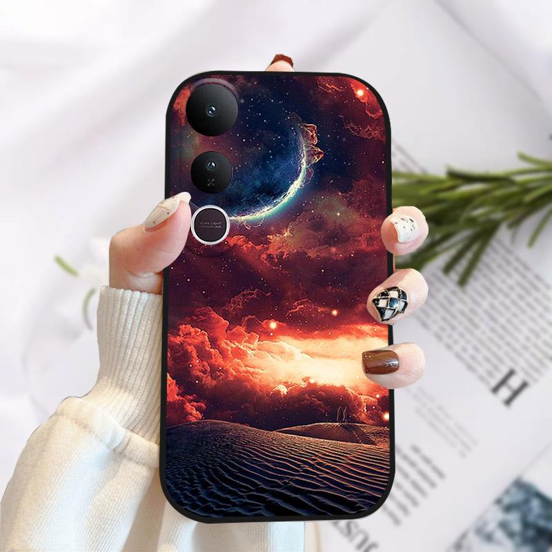 For Vivo V50 Lite 5G Case Fashion Luxury Printed Black Matte Soft TPU Silicone Bumper Cover For Vivo V50Lite 4G Phone Case Funda