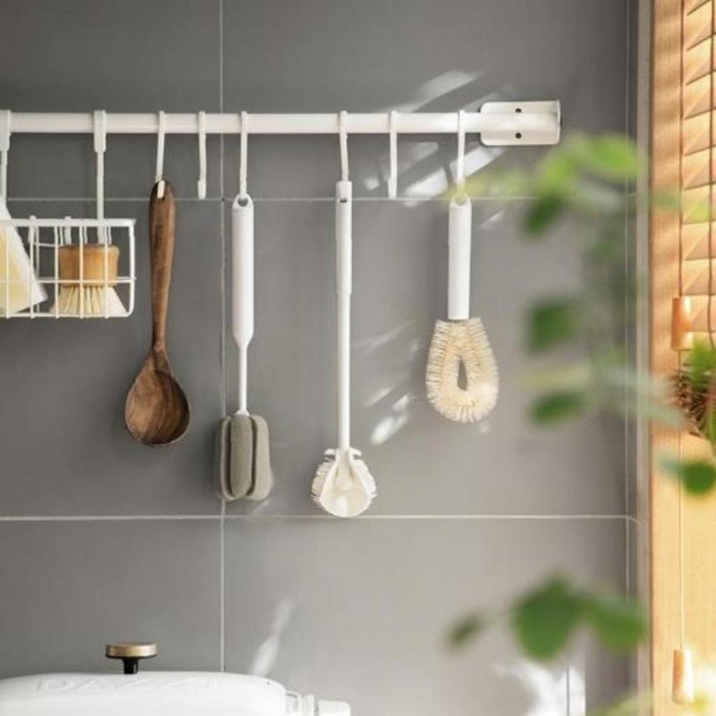 Silicone Cup Brush Head Long Handle Cup Scrubber White Kitchen Cleaning Tool Wineglass Bottle