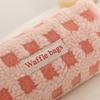 Grid Lamb Plush Pencil Case Ins Student Stationery Storage Bag Fashion Women Cosmetic Bag Organizer Travel Toiletry Bag
