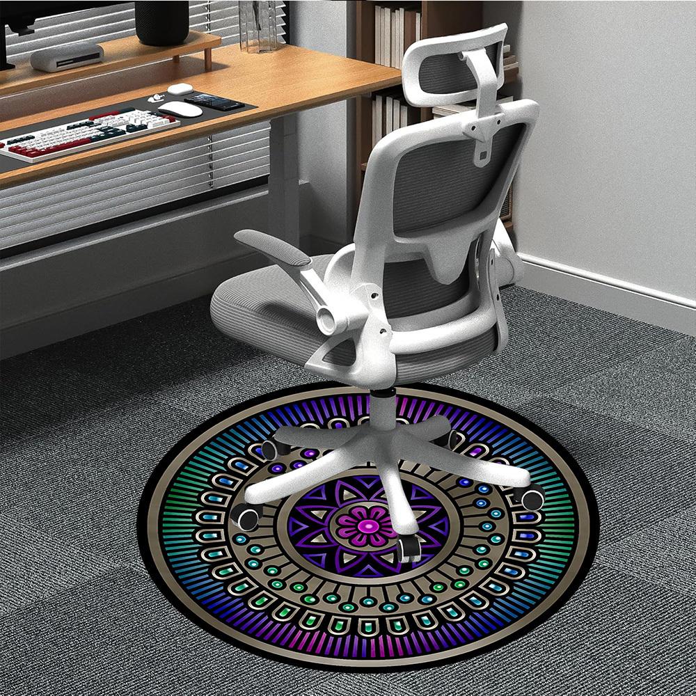 1pc Mandala Design Office Round Area Rug, Under Office Chairs Bedroom Living Room Home Decor, Room Deco, Available in Various Sizes