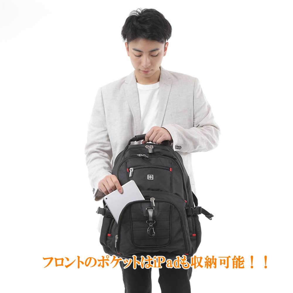 SWISSWIN SW8112N Backpack Swisswin Backpack Daypack Backpack Large Capacity 38L School Men's Women's (Black)