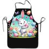 1pc Bunny & Egg Print Apron for & - Easter Bunny Egg-Themed Apron with Bunny & Egg Patterns, Suitable for Baking, Cooking, Easter Outfits, Spring Gift