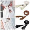 1 cinturón de cuero tejido con borlas para mujer y niña, cinturón de cintura combinable para vestido