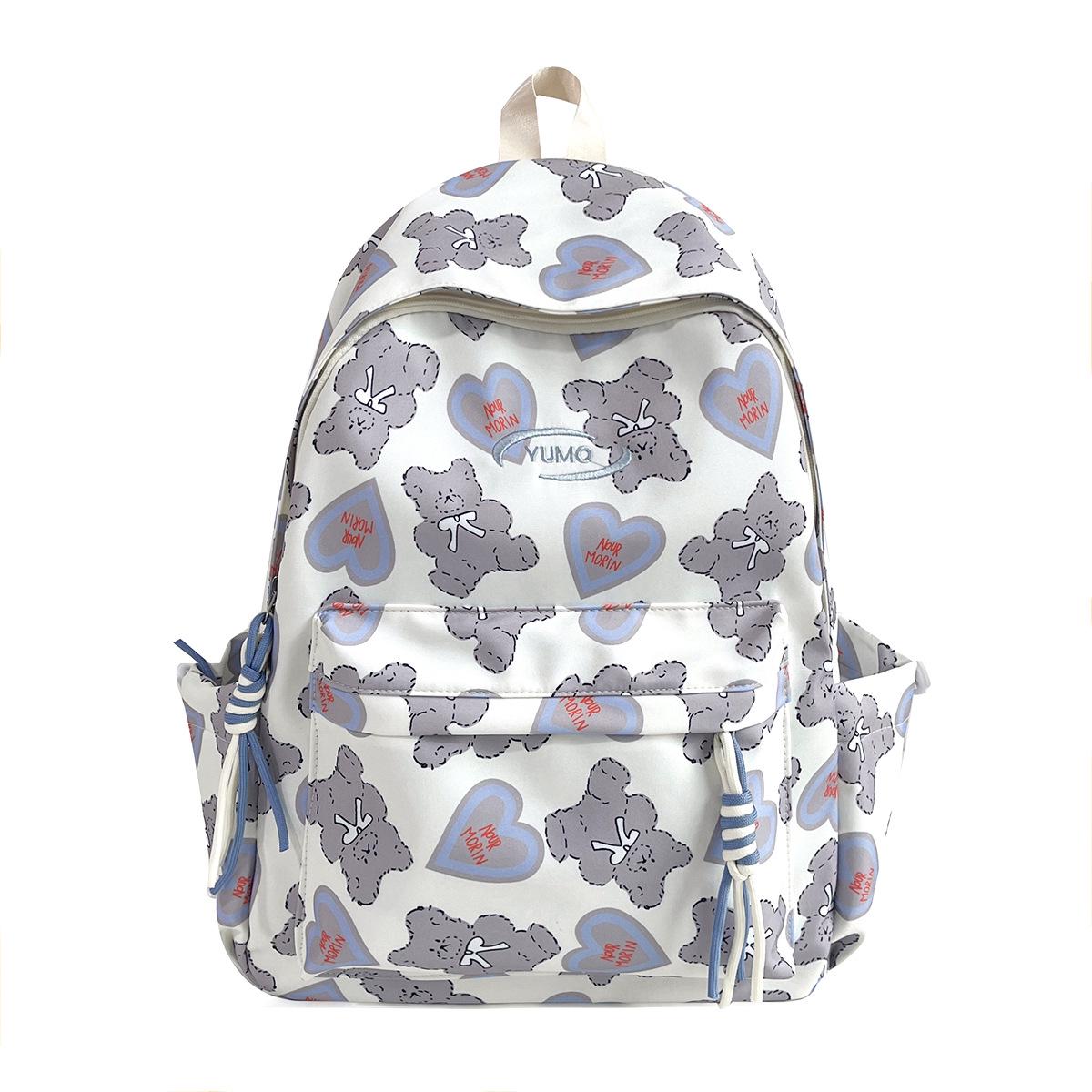 

Cartoon Bear Print Water-Resistant Backpack for Girls – Durable School or Travel Bag with Large Capacity and Laptop Storage