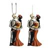 Yousheng Halloween Skeleton Couple Car Pendant 2D Acrylic Rearview Mirror Hanging Decor Backpacks Charm Glow-in-Dark Keychain Parties Decoration