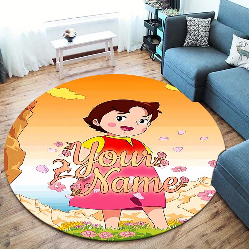 Autumn Harvest Journey Custom Name Round Area Rug Carpet Rug For Living Room Bedroom Sofa Playroom Decor Nonslip Floor Mat