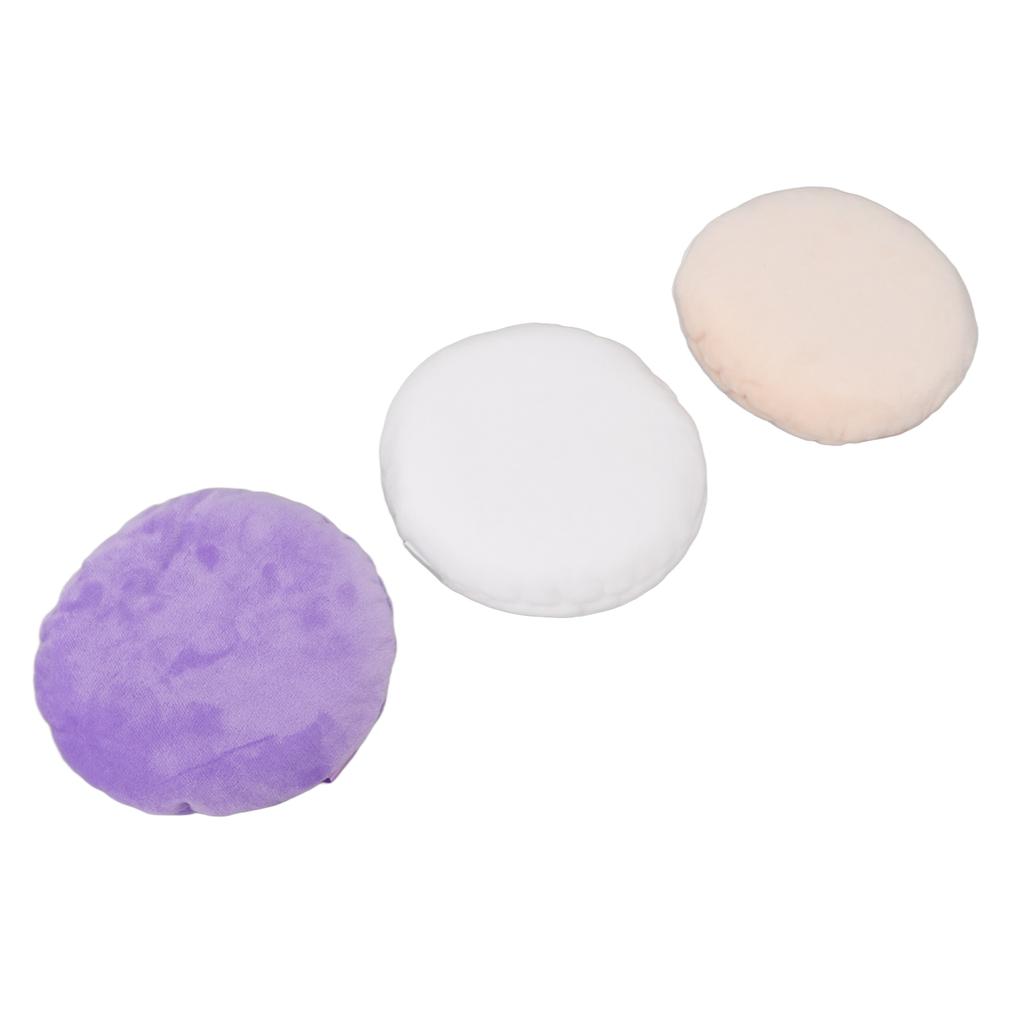3 PCS Powder Puff Super Large Round Soft Velour Face Powder Pads Portable with Ribbon Makeup Puff