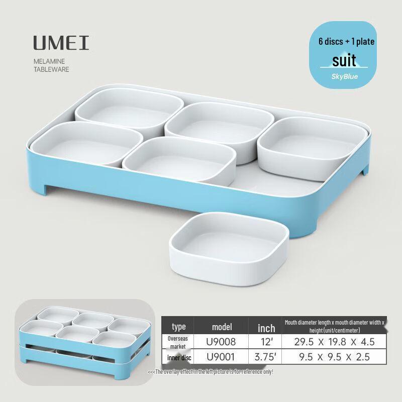 Melamine Square Divided Dinner Tray