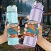 1PC Vintage Desert Road Trip Print 750ml Color Plastic Sports Water Bottle Leakproof Flip Straw Lid Suitable for Sports Office Home Use