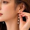 Elegant French Vintage Faux Pearl Dangle Earrings Long Tassel Drop Ear Accessories for Women