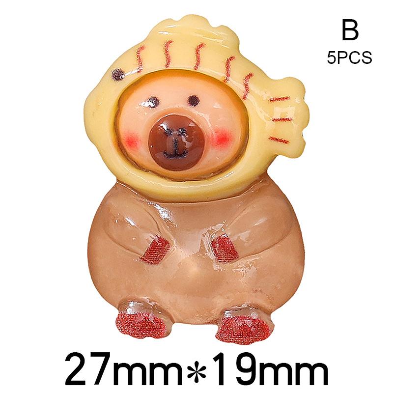 5 bucăți Kawaii din desene animate Capybara Breloc din rășină Luminos Flatback Animal Breloc Pandantiv Diy Bijuterii