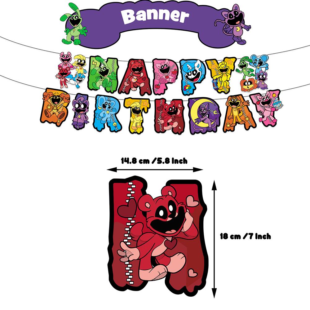 34Pcs Smiling Critters Party Supplies Including A Banner, Cake Toppers, Balloons