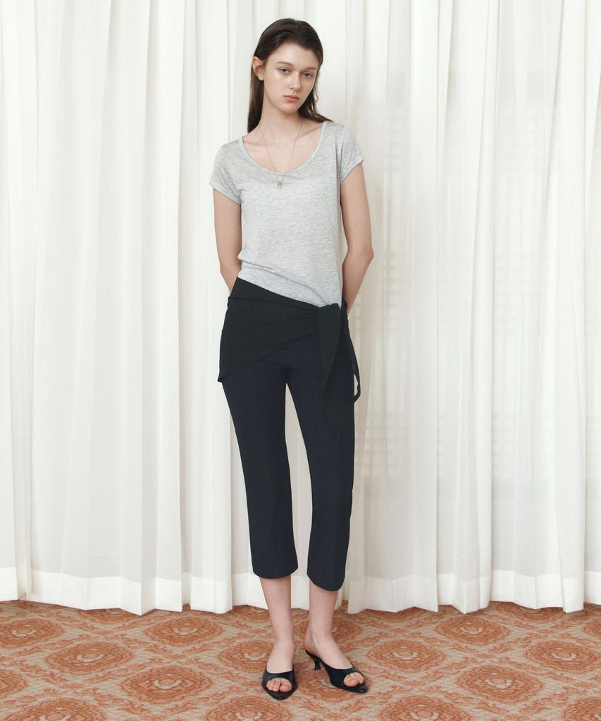 Siyajyu Sipt7208 Pleated Capri Pants_Black