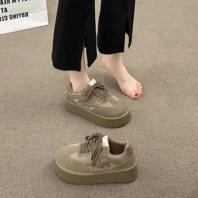 Vintage Thick Bottom Women's Shoes Women's Petite Autumn Winter Trendy Height Increasing Casual Fashion Zapatillas De Mujer