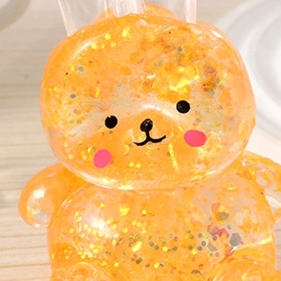 Rabbit Squeeze Toy with Glitter Clear Cartoon Frog Shape Stress Relief Sensory Toy Anxiety Relieving Slow Rising Stress Ball Hand Toy