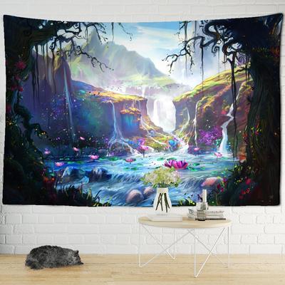 Cartoon Dream Lotus Tapestry Wall Hanging Kawayi Scenery Hippie Tapies Simple Girls Dormitory Home Decor