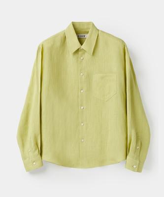 Kueo Linen Cotton Blend Netting Shirt (Lime Green)