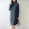 Women Sweater Dress 100% Wool MODERN NEW SAGA Turtleneck Knit Long Pullover Winter Jumpers Wool Long Dress Female
