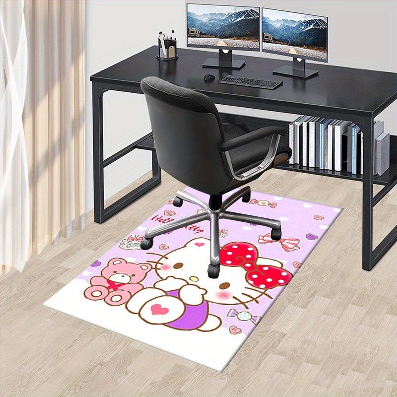 

1pc Hello Kitty Cute Cartoon Office Desk Mat Under Chair Rug Gift Universal Anti-Slip Floor Carpet for Room Bedroom Living Room Study Table 60cm by 90cm