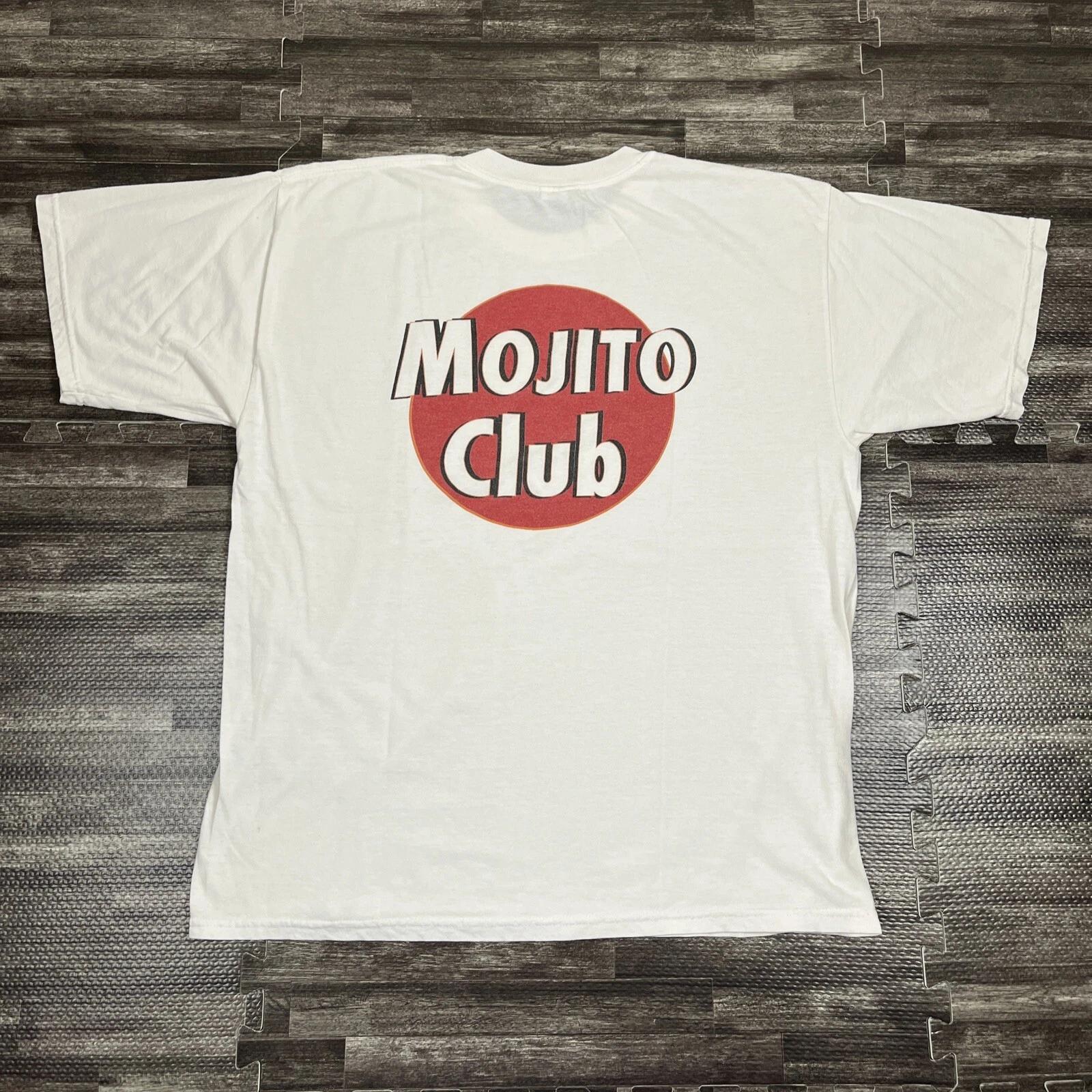 Винтажная футболка Y2K Mojito Club с графическим принтом Белая XL Двусторонняя VTG M