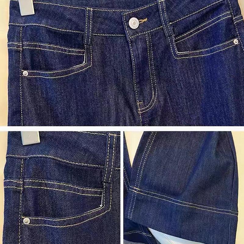 Nine Point Jeans Women's Spring Autumn Thin Loose Small High Waisted Straight Wide Leg Pants