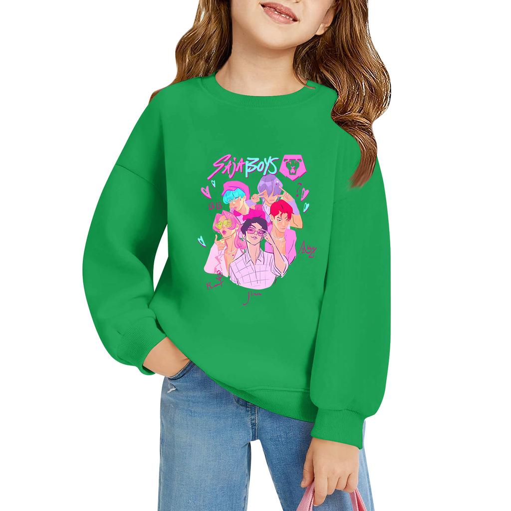 Kids' Long Sleeve Loose Pullover Letter Printed Round Neck Sweatshirt
