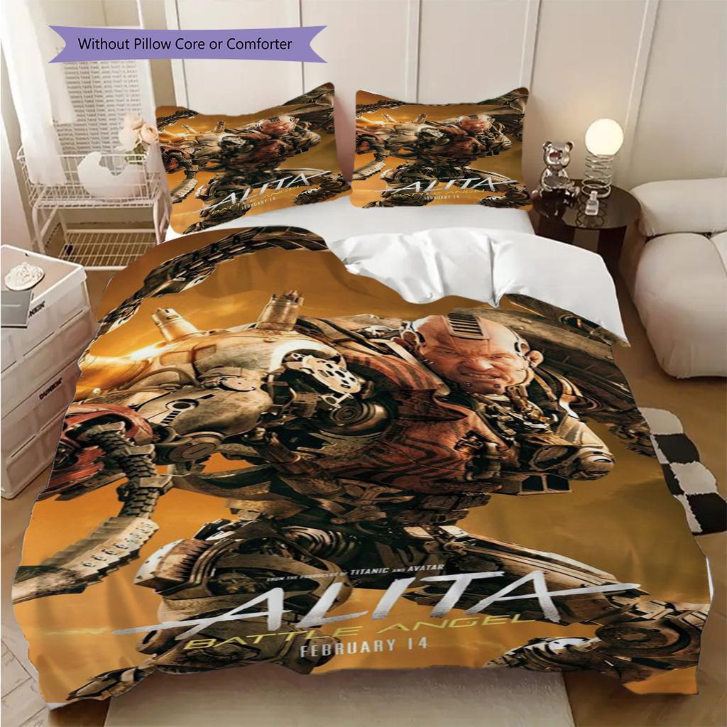 Future Warrior Alita Battle Angel Bedding (1 * duvet cover + 2 * pillowcase, without core) 2D Flat Soft and comfortable Christmas birthday gift
