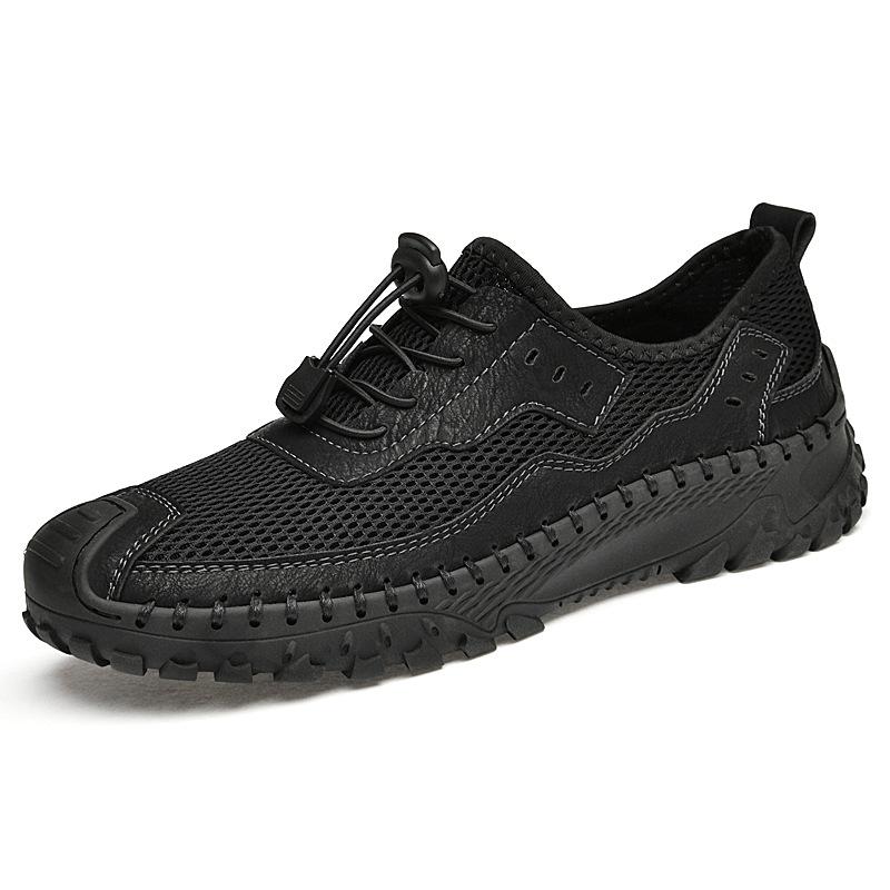 

Men s Shoes Summer New Breathable Mesh Cutout Casual Sneaker Non-Slip Soft Bottom Outdoor Climbing Boots 46 чёрный
