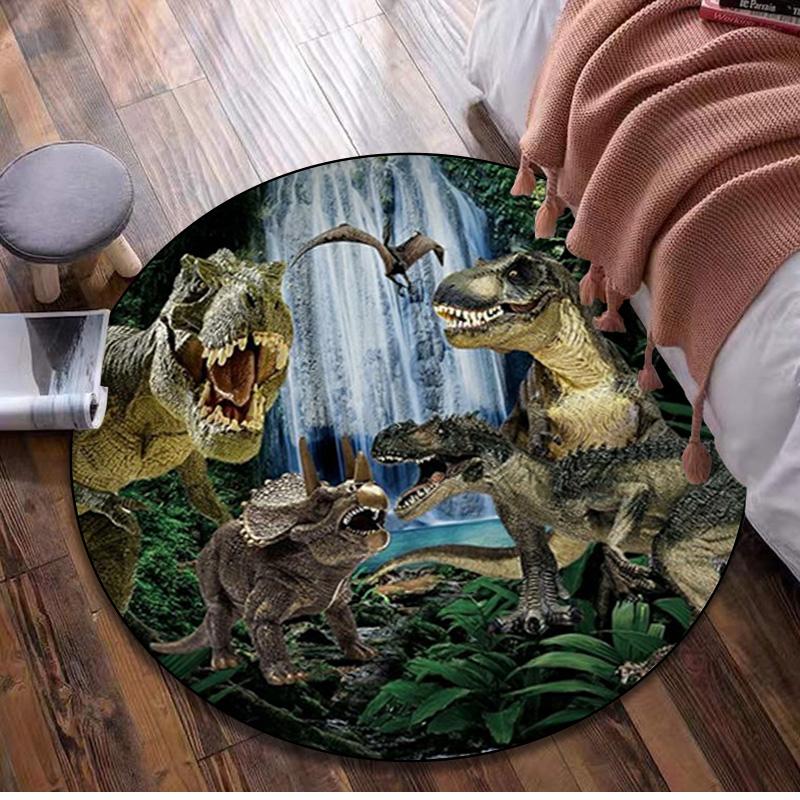 Dinosaurs Circular Rug - Office Decorative Carpet For Living Room Bedroom Door Mat Floor Rug Computer Chair Area Rug