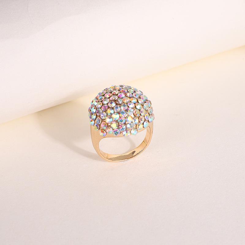 

Creative temperament, exaggerated personality, spherical full diamond exquisite alloy, gold AB diamond joint ring One size fits all