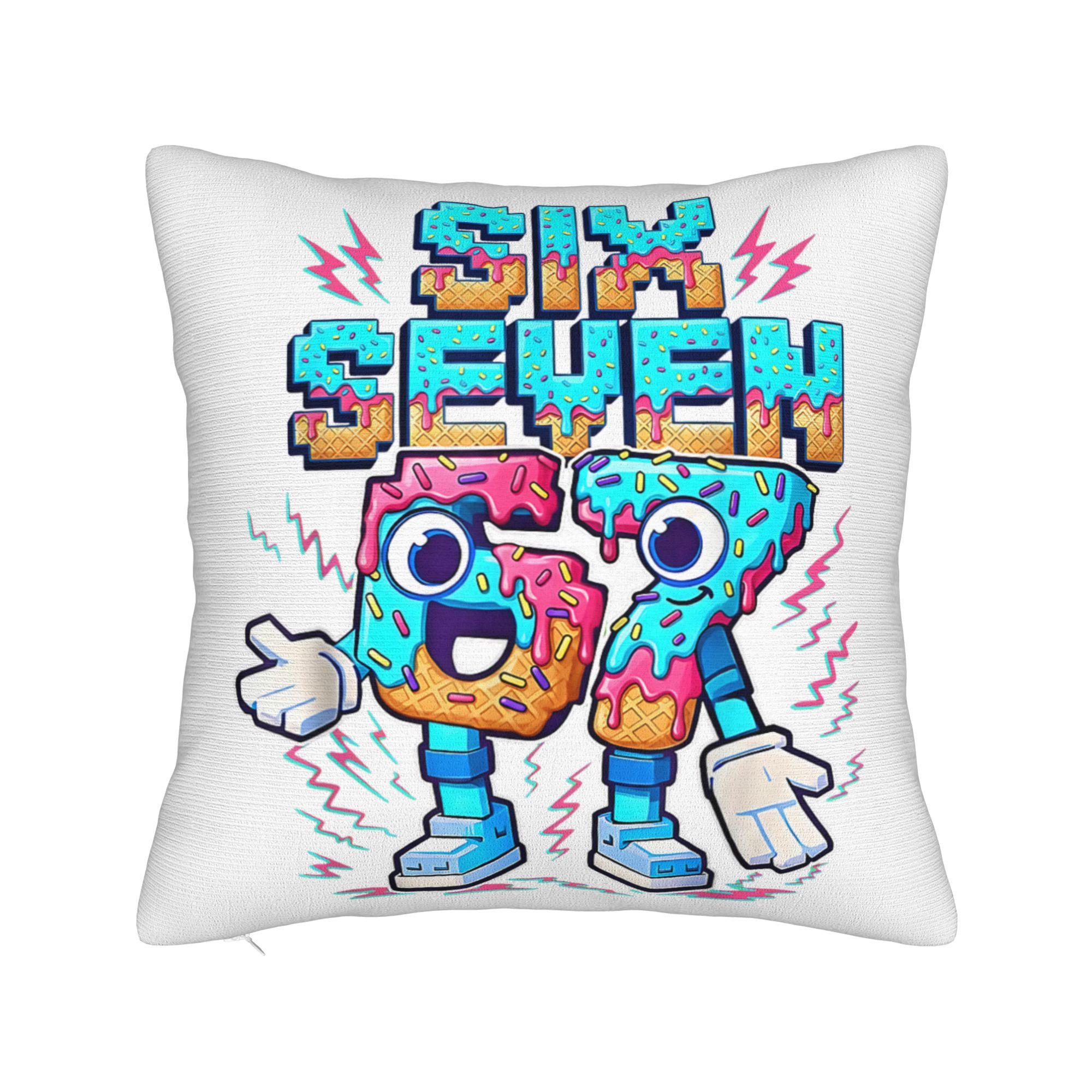 

67 Six Seven Italian Brainrot Meme Pillowcase Doublesided Printing Polyester Cushion Cover Throw Pillow Case Cover Sofa Zipper 30x30cm 12x12in