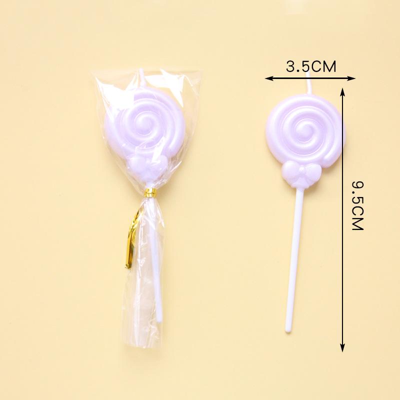 Single Bow Candle Beautiful Cake Decoration Plug-in Pink and White Cartoon Lollipop Birthday Candle