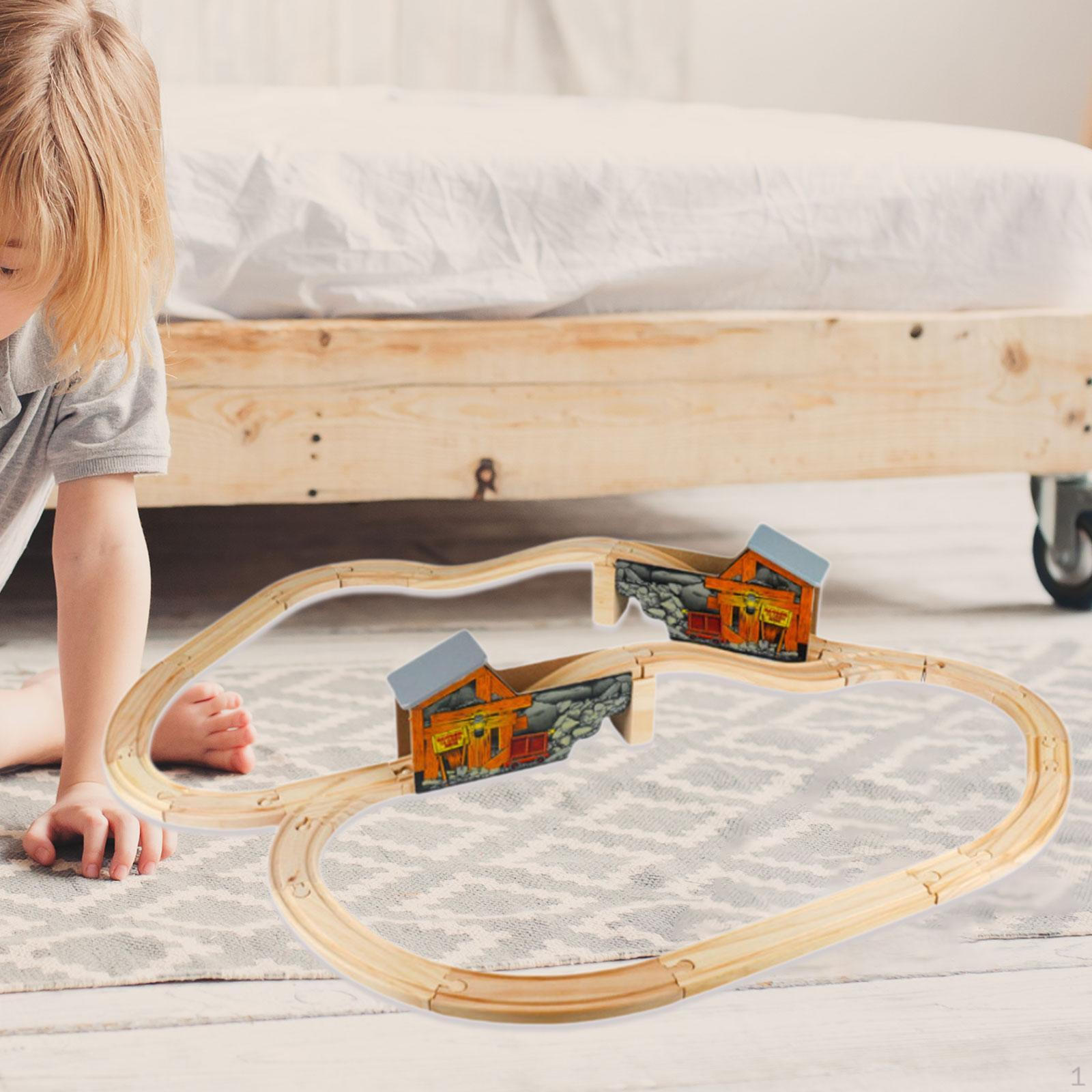 

Деревянный пазл «Железнодорожные пути» Набор для детей, развивающая игрушка для дошкольного обучения Монтессори Cover Bridge track