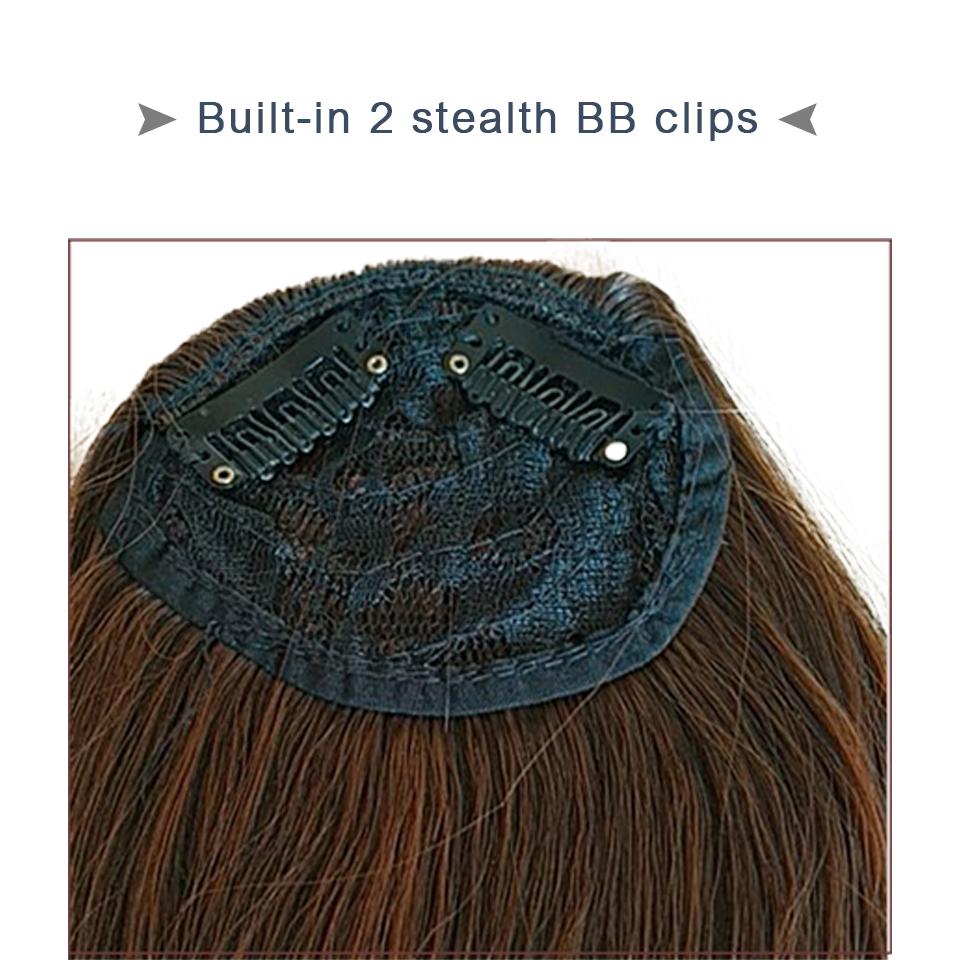 Lang klips foran Hår Bang Side Bangs Forlengelse av håret Ekte naturlig syntetisk smell Hårstykke