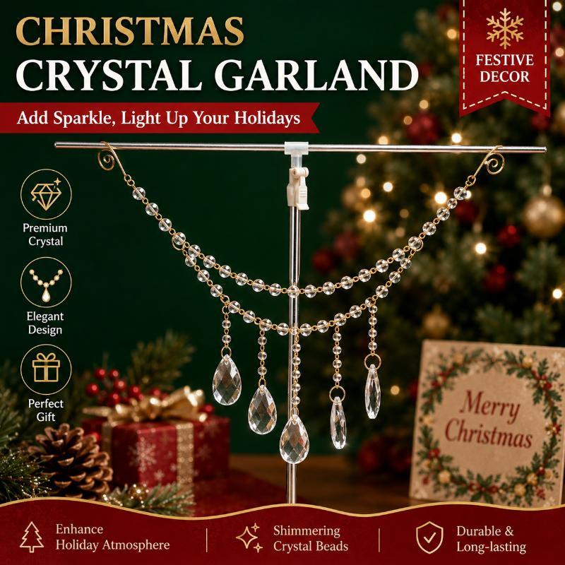 Beaded Drop Ornament Festive Crystal Hanging Decoration Christmas Pendant Delicate Teardrop Crystal Ornament For Home Decor