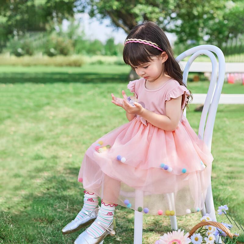 JELLYBABY Girls' 3D Pom-Pom Mesh Princess Dress