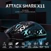 Бездротова ігрова миша ATTACK SHARK X11 з RGB-доком для магнітної зарядки, дротова/2.4G/BT, 22K DPI, надлегка 59 г, трирежимна, з наклейками