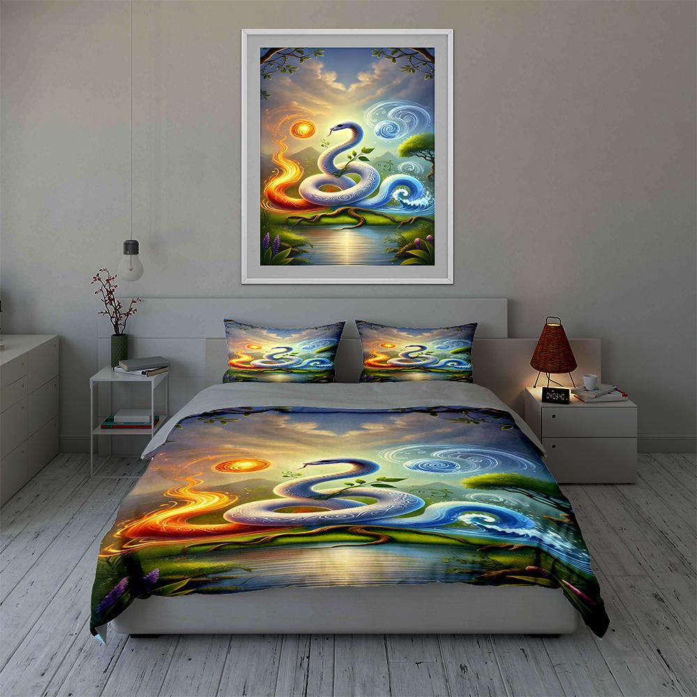 Mystical Serpent Design. Bedding Duvet Cover Sets Duvet Covers Pillowcases Gifts (1 * Duvet Cover 2 * Pillowcases, Without Duvet Insert)