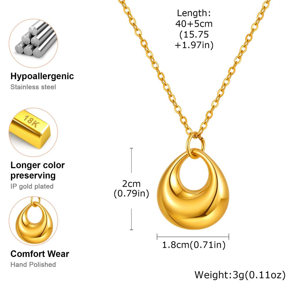 Stainless Steel Geometric Pendant Necklace for Women,18K Gold Plated Waterproof Necklaces,Chic Jewelry Gifts