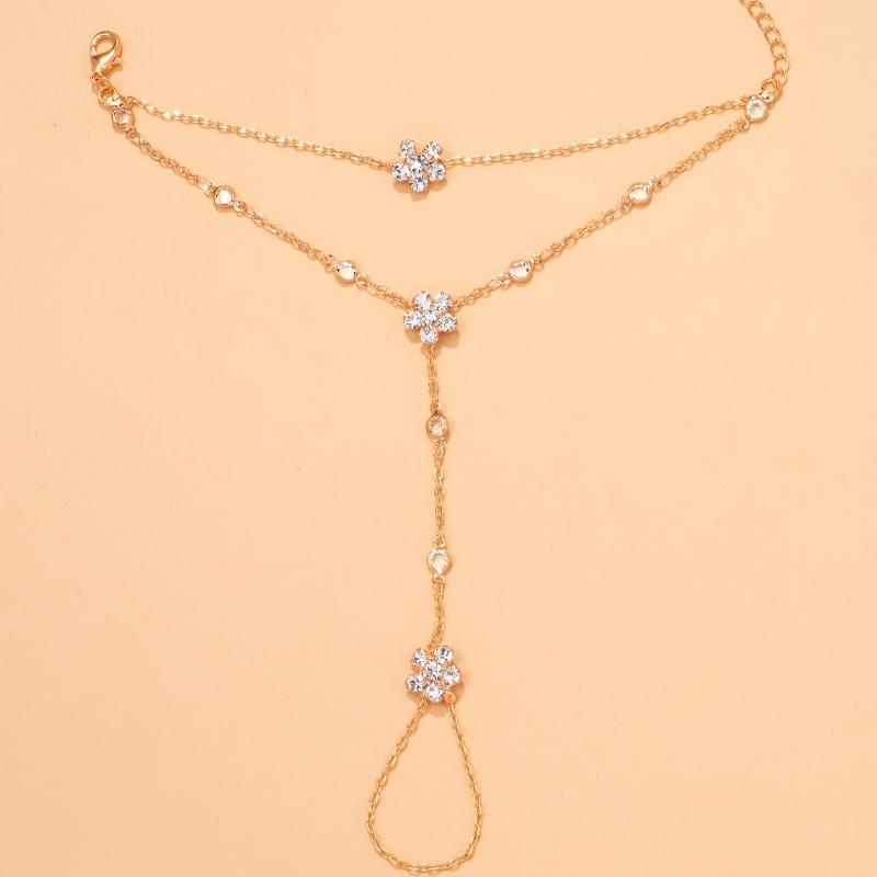 Elegant Adjustable Bracelet with Flower of Life Charm and Cubic Zirconia Accents Bohemian Style Women'S Jewelry for Daily Wear