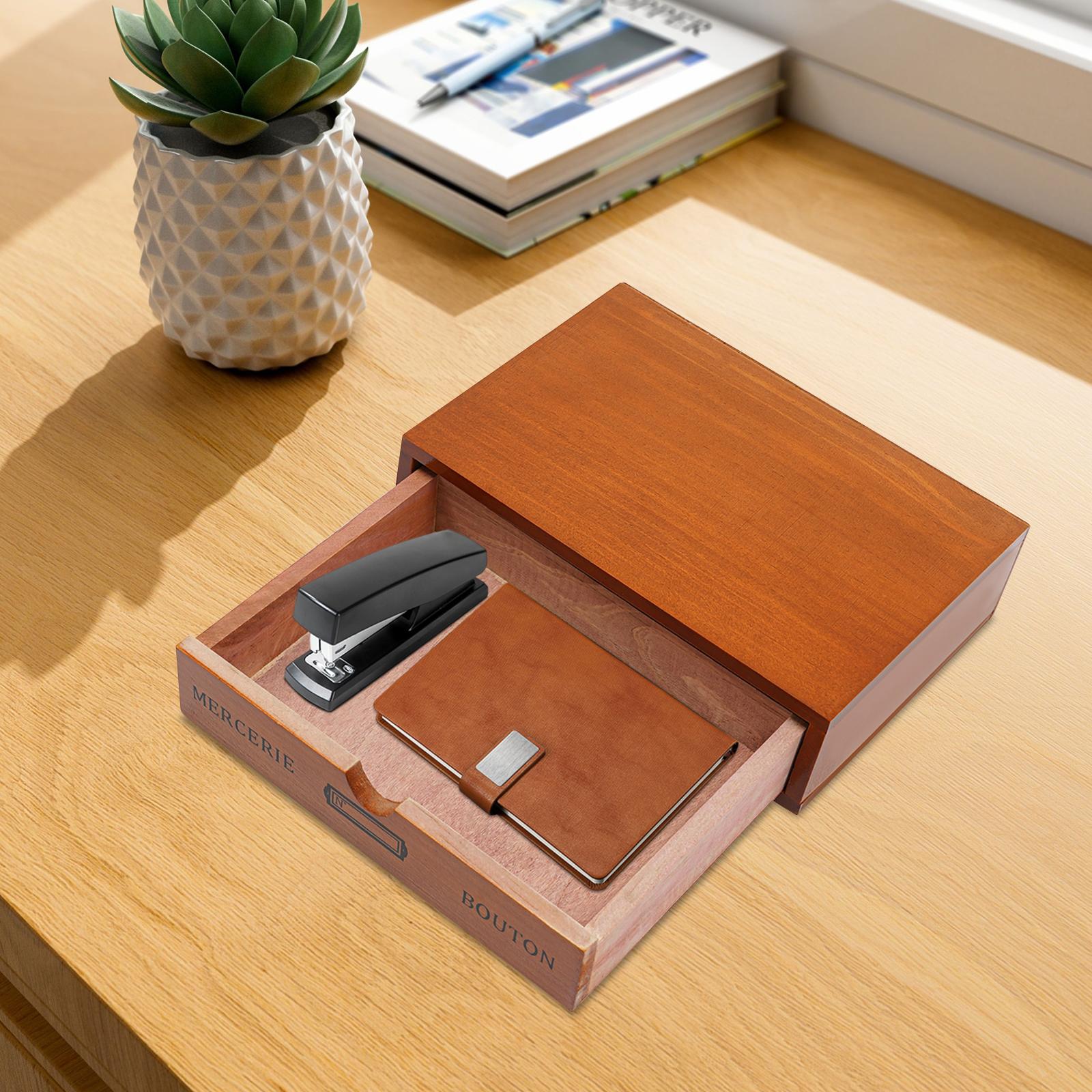 

Pine Wood Desktop Drawer Organizer,Brown Rectangular Jewelry Organizer 24.5*17.5*6.5cm for Home Office Areas коричневый